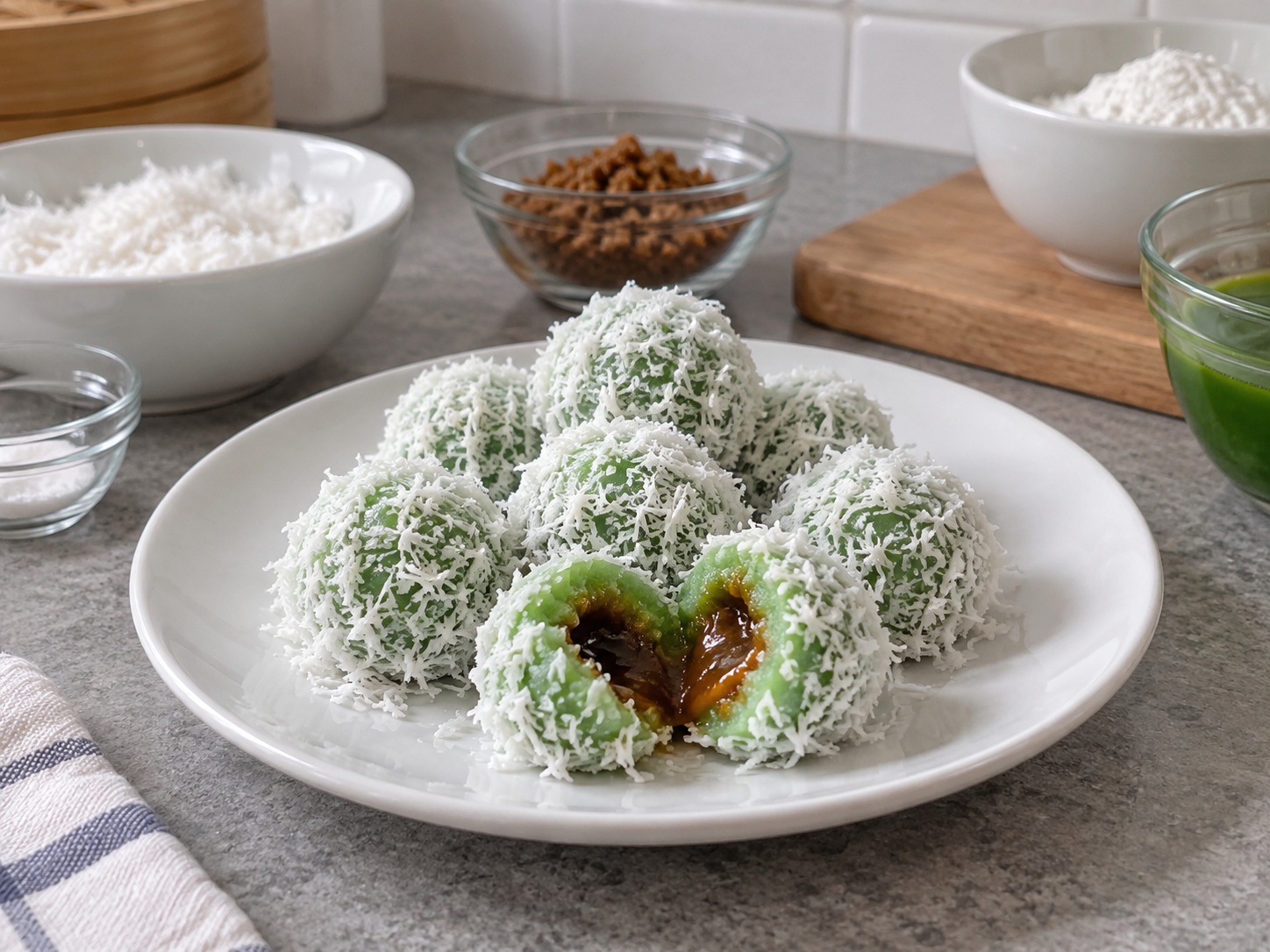 Indonesian Klepon Palm Sugar Rice Balls — Cool slightly and serve