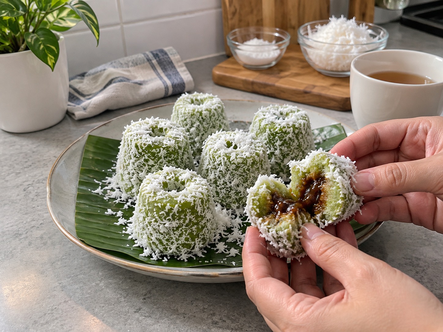 Kue Putu sa Kawayan ng Indonesia — natapos na ulam