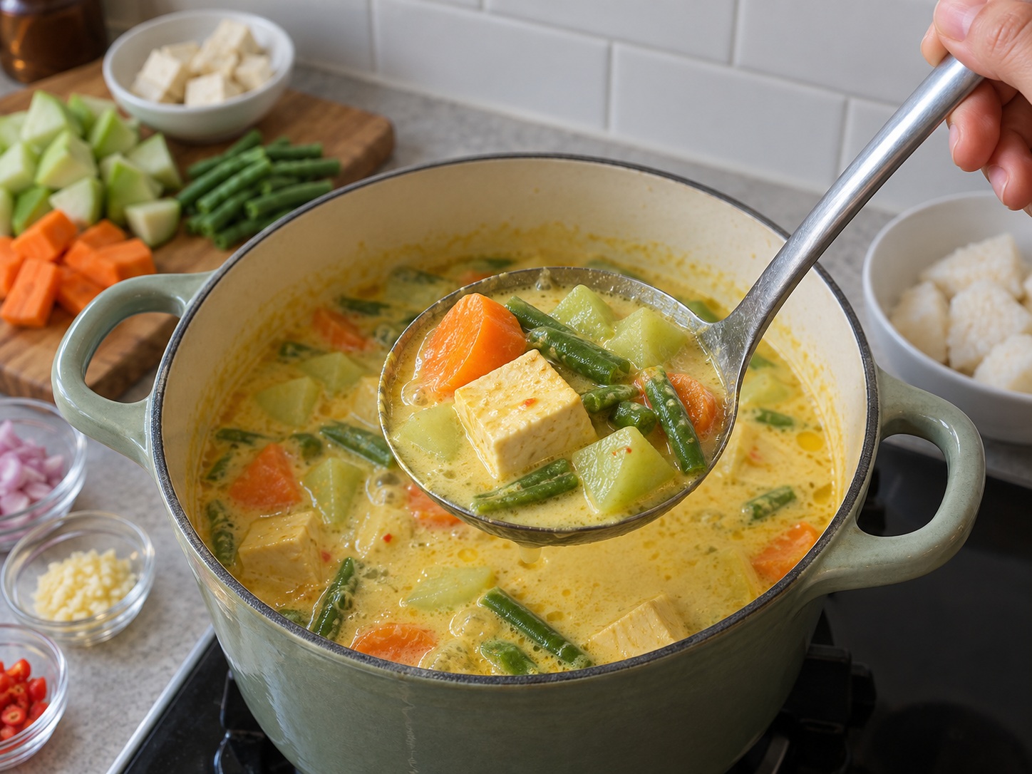 Indonesian Lontong Sayur Coconut Vegetable Stew — Check vegetables