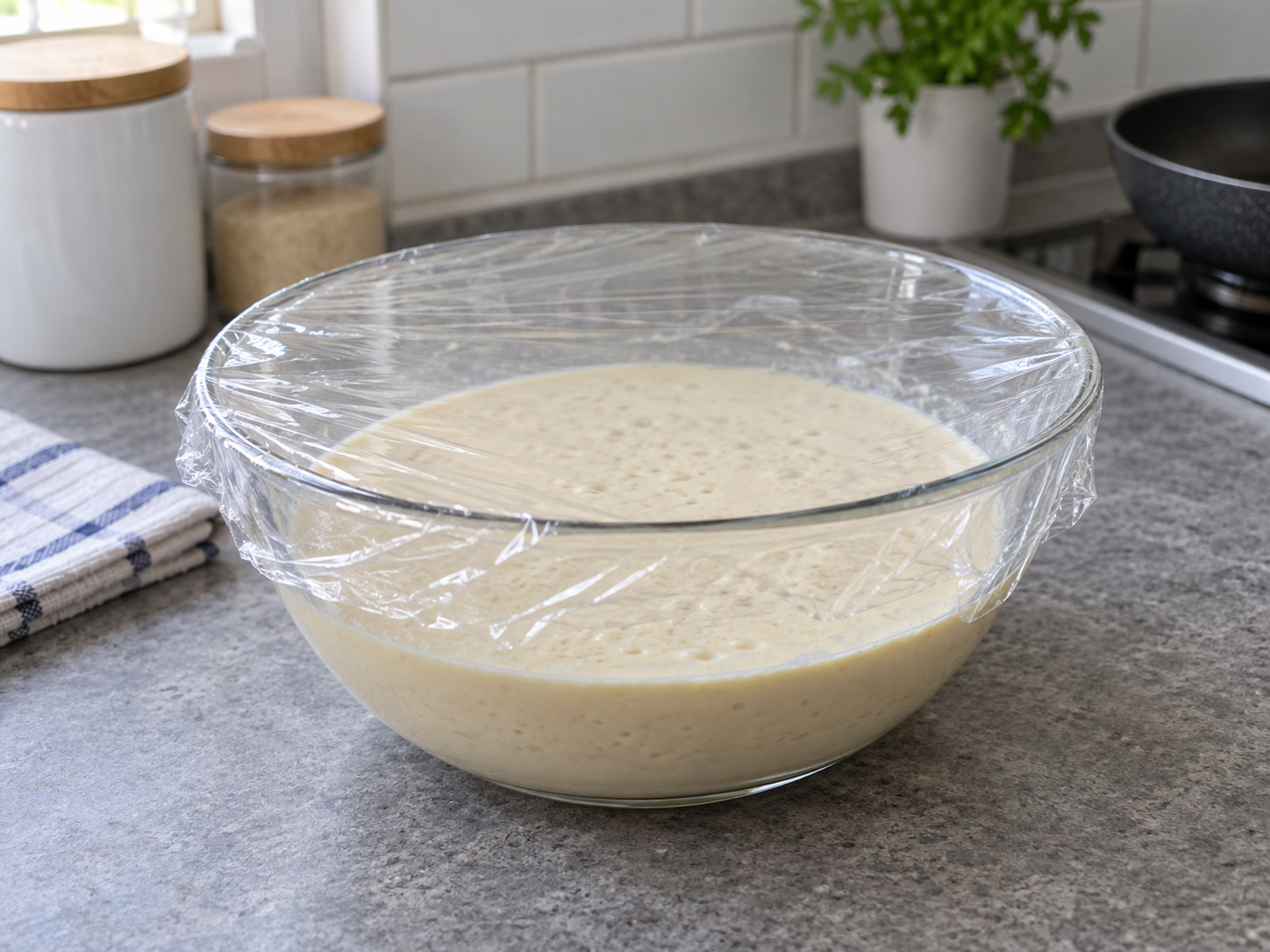 Indonesian Martabak Manis Sweet Pancake — Cover and rest batter for one hour
