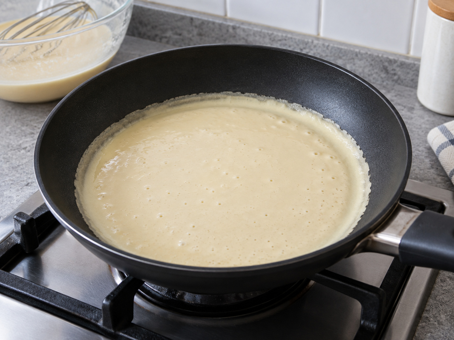 Indonesian Martabak Manis Sweet Pancake — Pour half the batter and swirl a thin rim