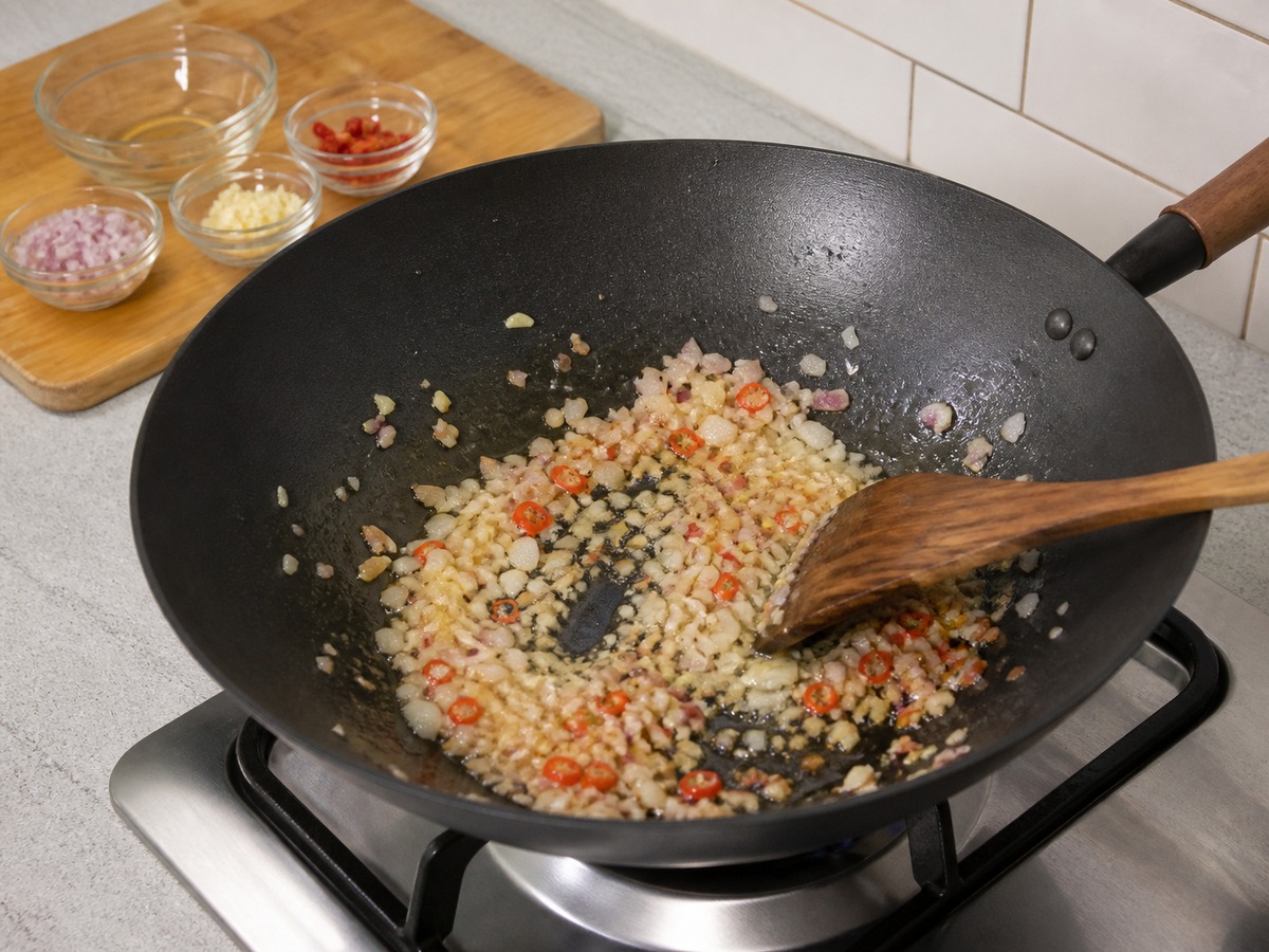 印尼甘榜炒飯 — 步驟8：炒香材料