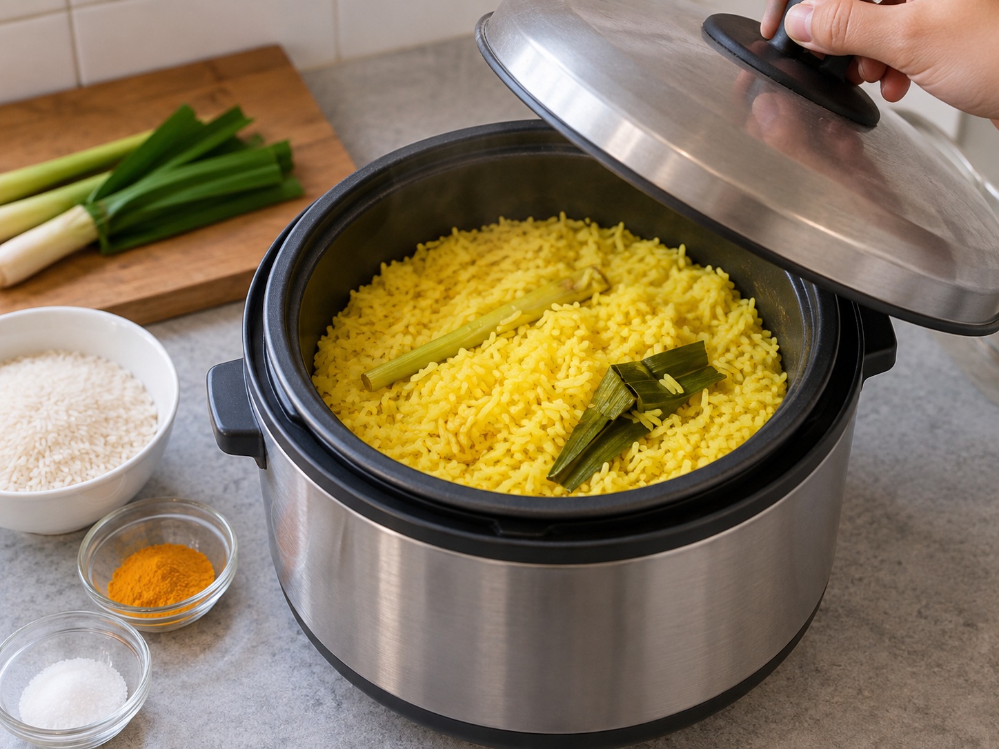 Nasi Kuning Indonesia — Aduk nasi