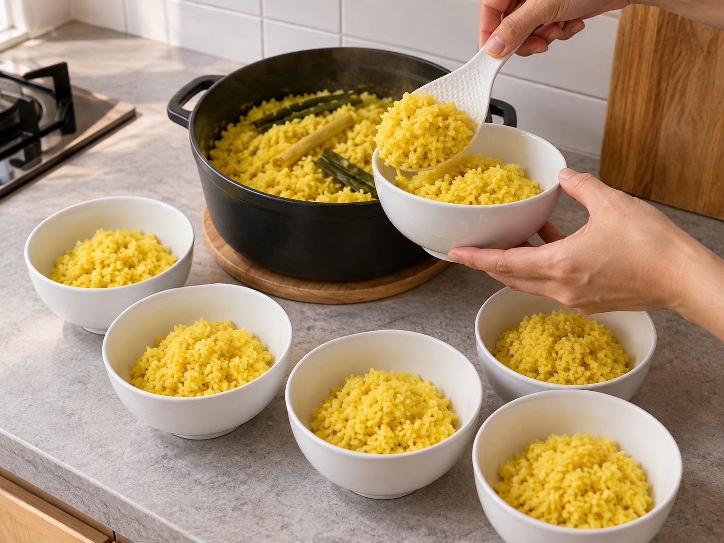 Nasi Kuning Indonesia — Sajikan