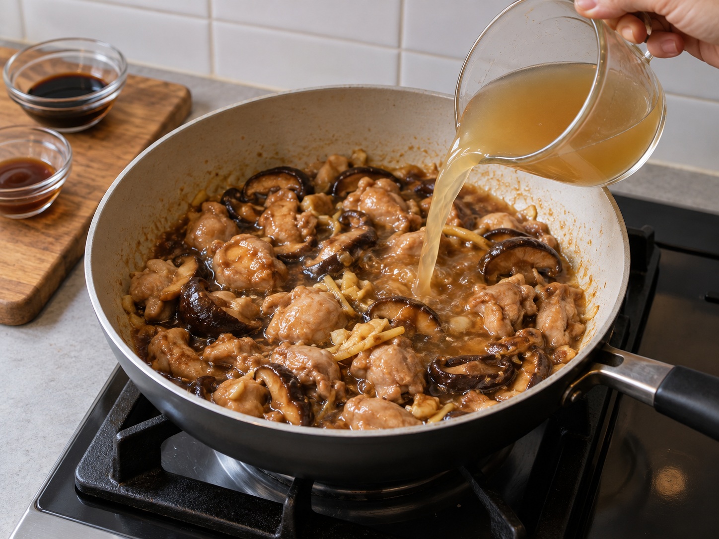 Indonesian Nasi Tim Ayam — Idagdag ang tinimplahang sabaw hanggang kumintab