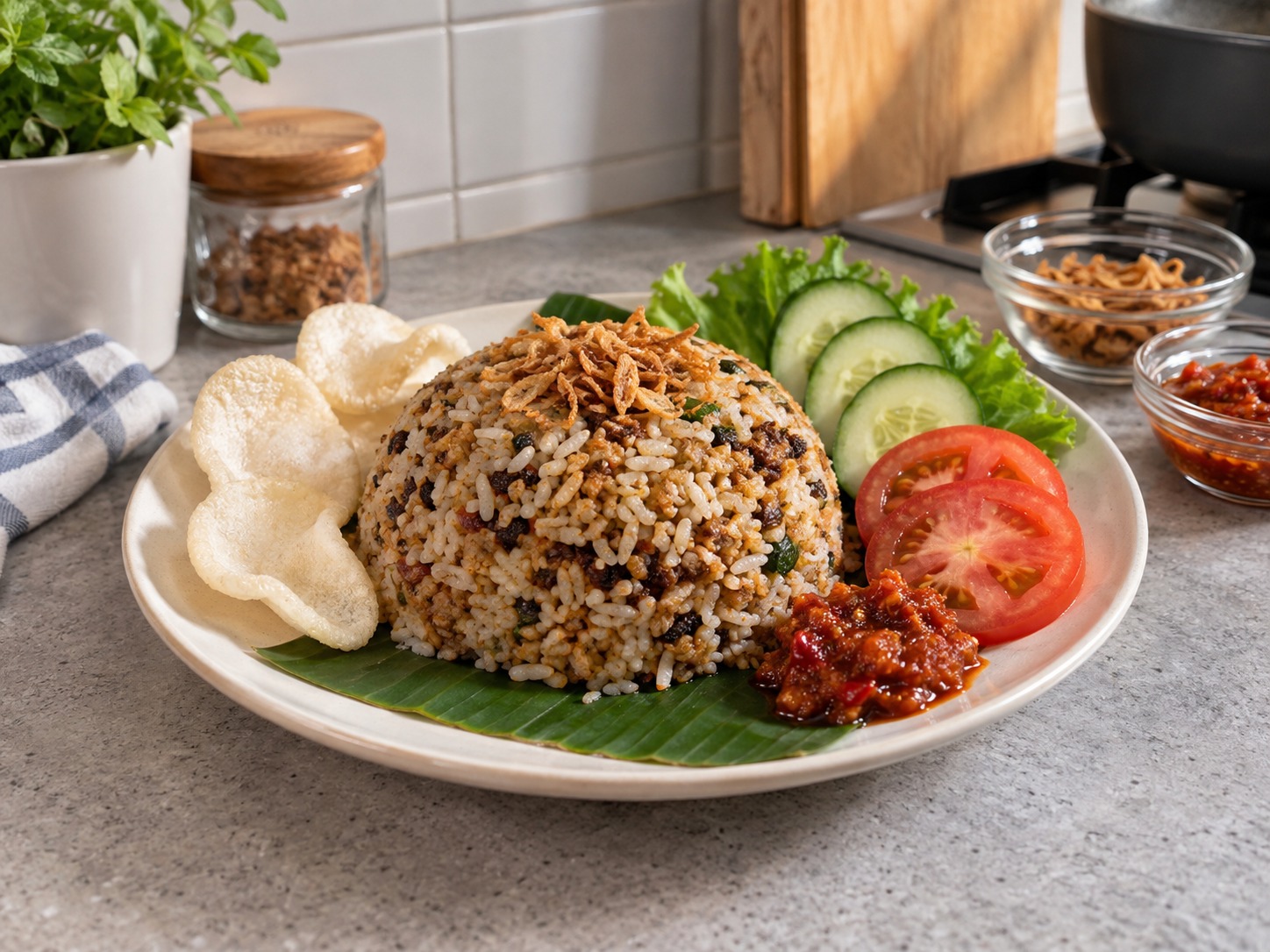 Indonesian Nasi Tutug Oncom — finished dish