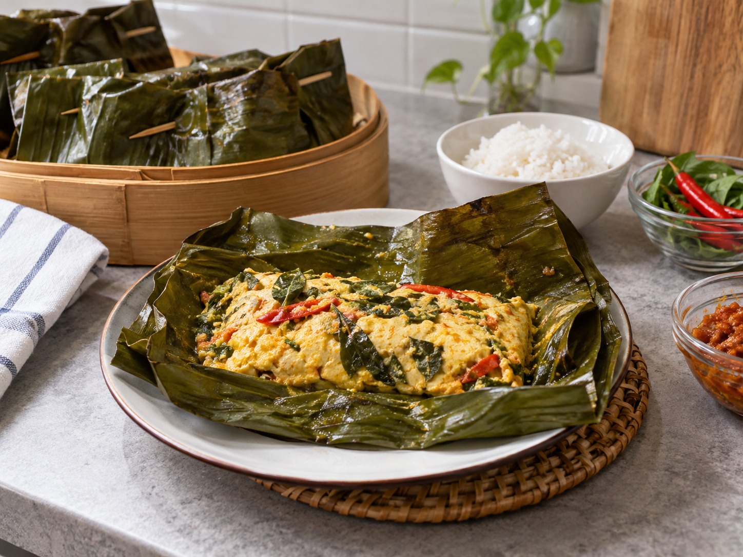 Indonesian Pepes Tahu — natapos na ulam