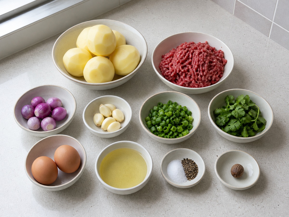 Indonesian Potato and Beef Perkedel complete ingredient overview