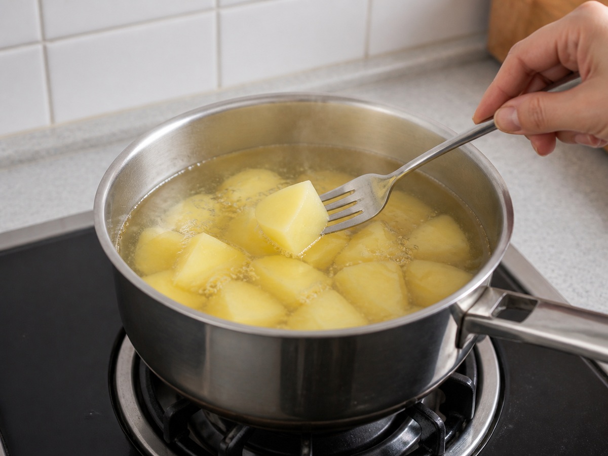 Indonesian Potato and Beef Perkedel: Boil the potatoes