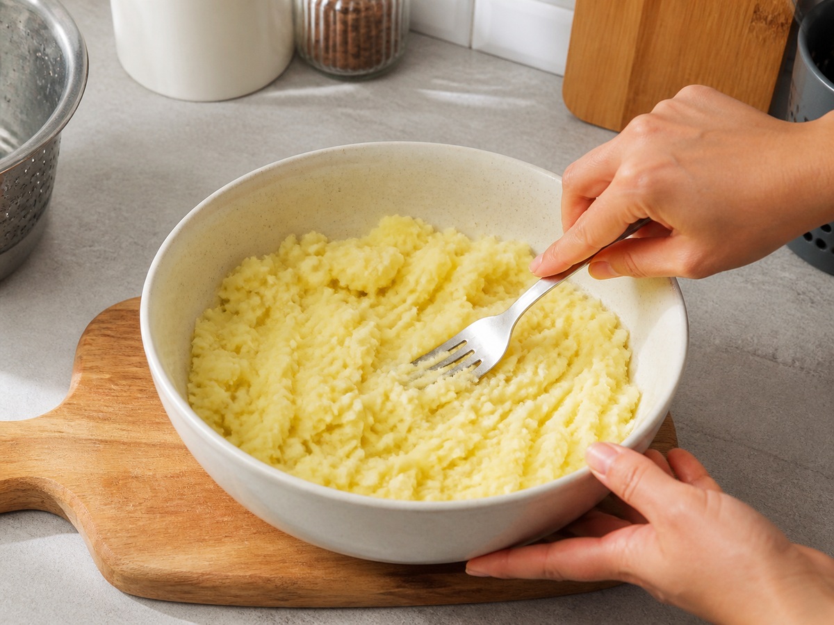 Indonesian Potato and Beef Perkedel: Dry and mash