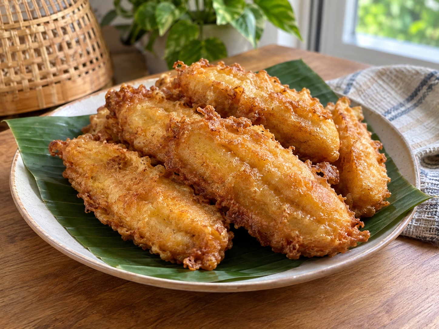 Indonesian Pisang Goreng Banana Fritters — finished dish