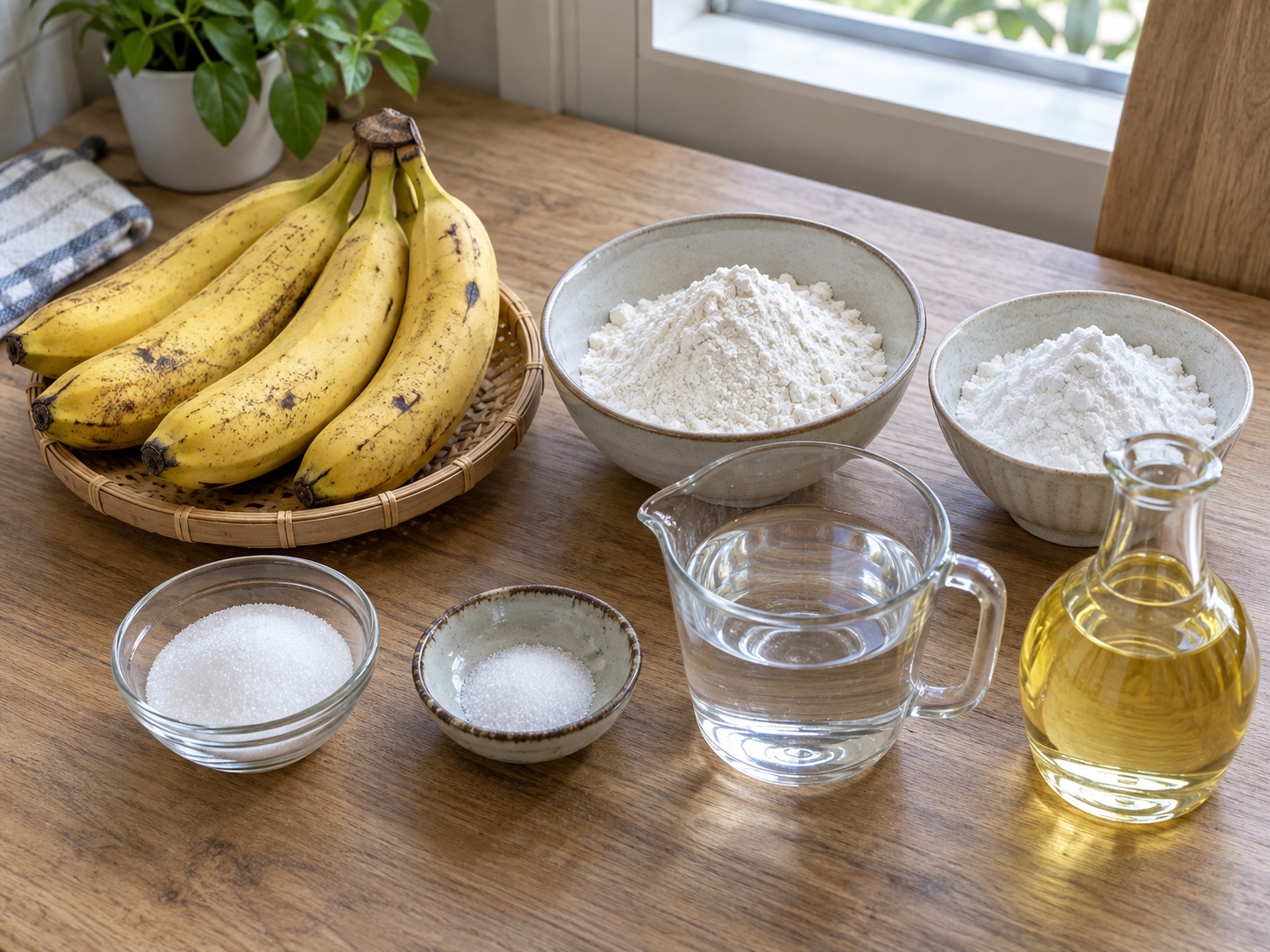 Indonesian Pisang Goreng Banana Fritters — ingredients