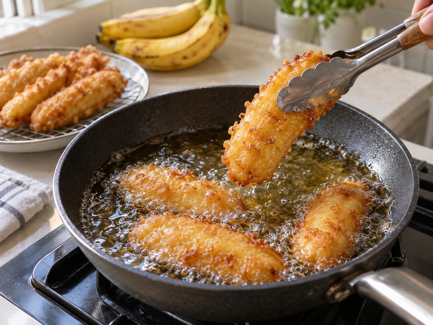 Indonesian Pisang Goreng Banana Fritters — Finish until crisp gold