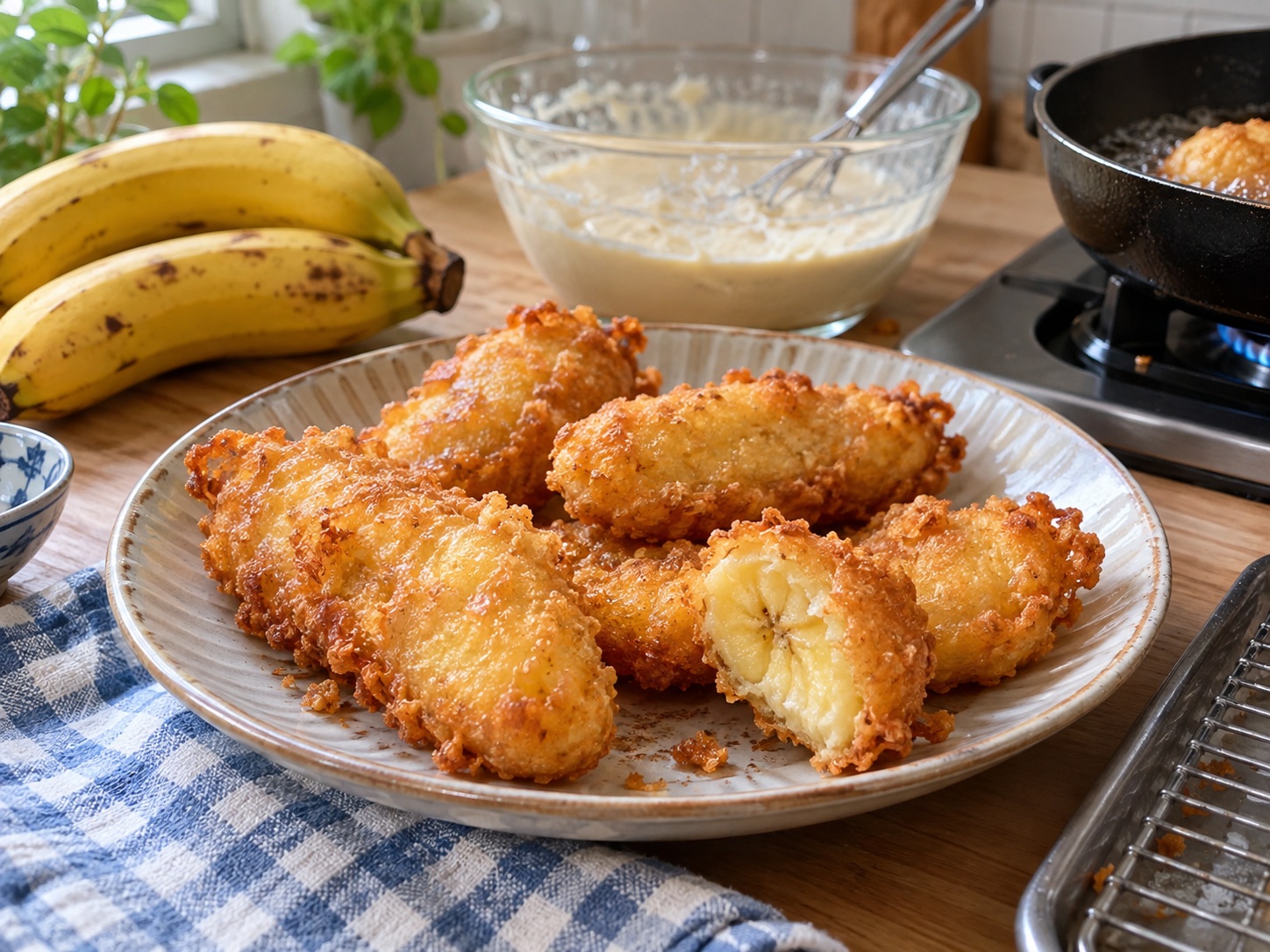 Indonesian Pisang Goreng Banana Fritters — Cool briefly and serve