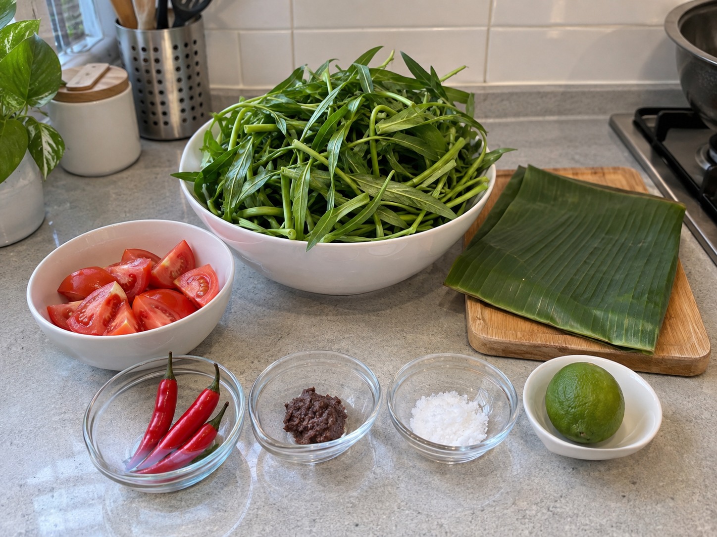 Indonesian Plecing Kangkung — ingredients