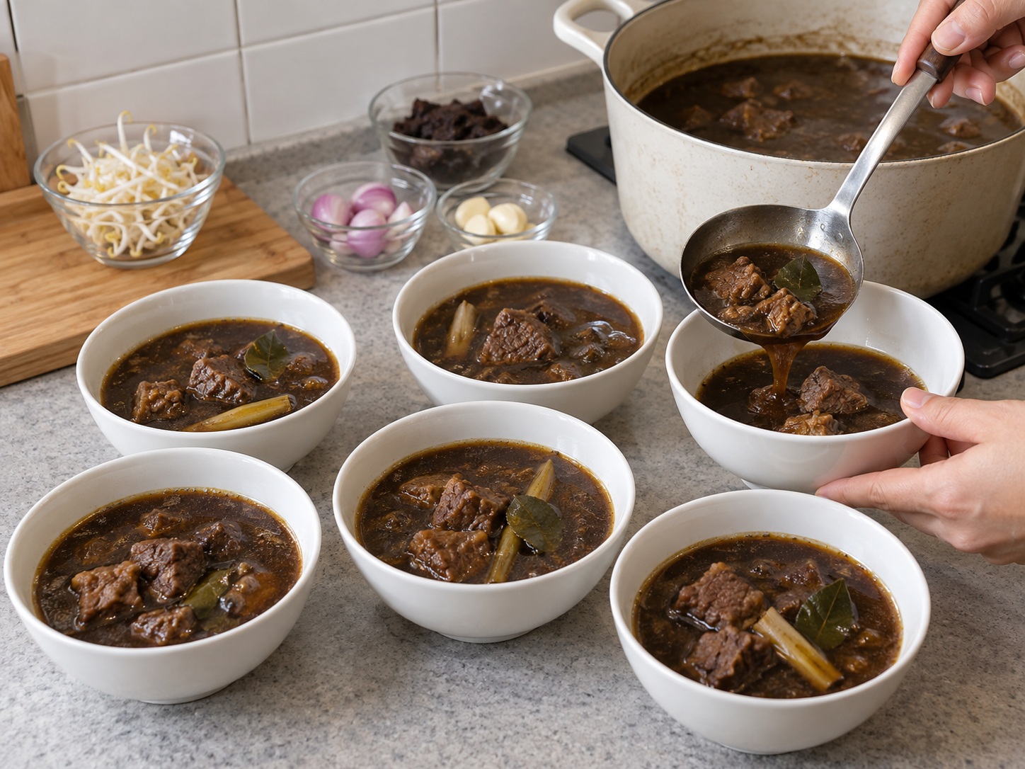 Indonesian Rawon Beef Soup — Rest two minutes and serve beef cubes with the d