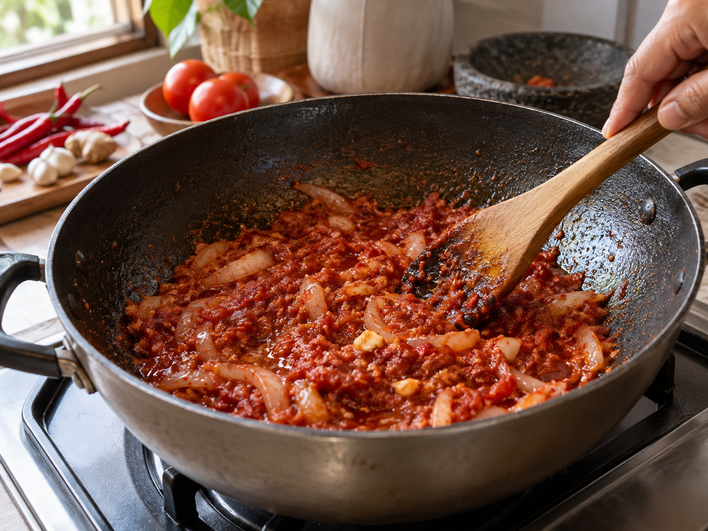 Sambal Goreng Kentang dan Buncis Indonesia — Tumis sambal
