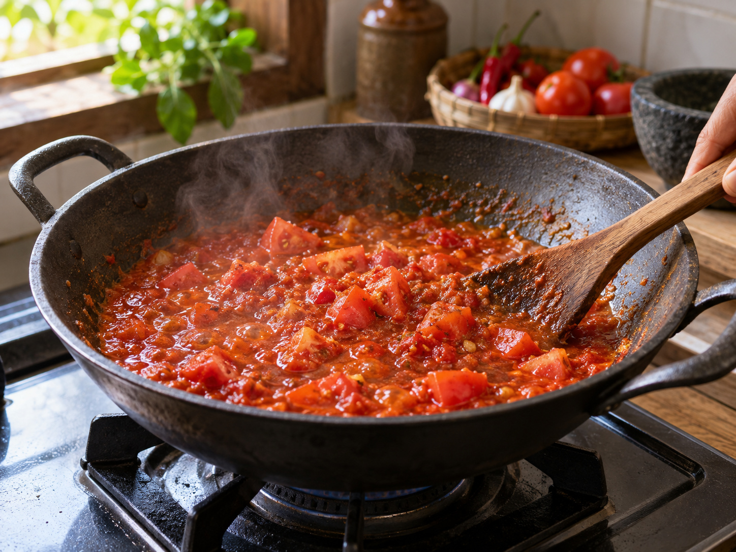 Sambal Goreng Kentang dan Buncis Indonesia — Buat saus tomat