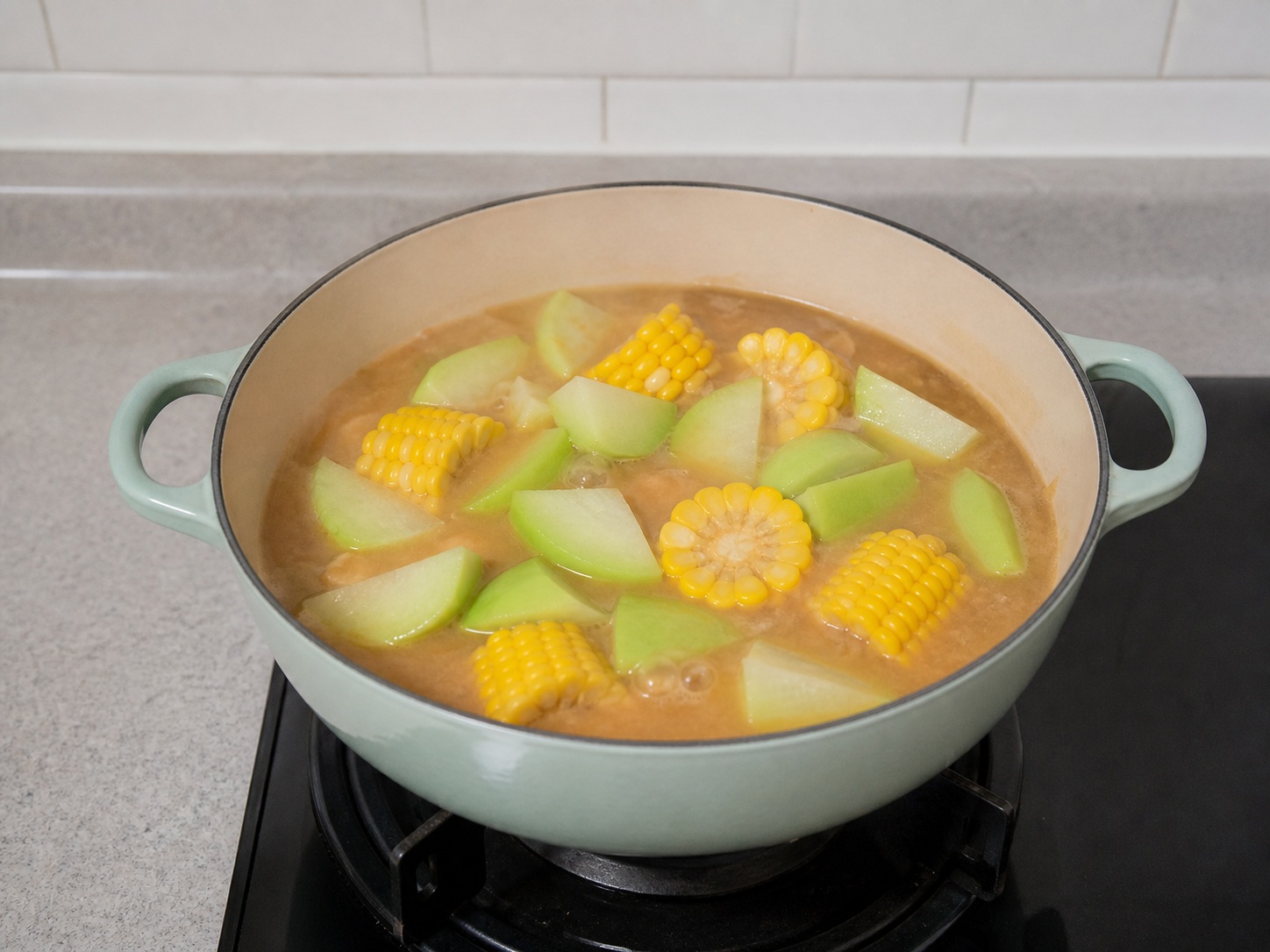 Sayur Asem — Masukkan jagung dan labu