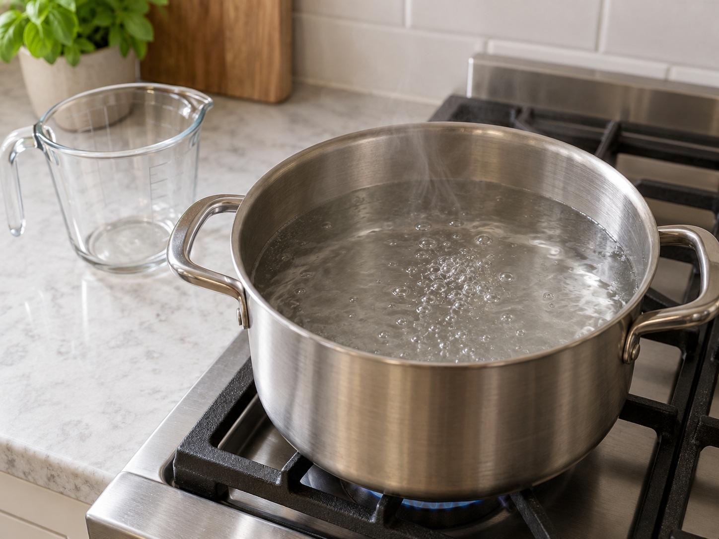 Indonesian Sayur Bening Spinach Corn Soup — Bring measured water to a gentle boil