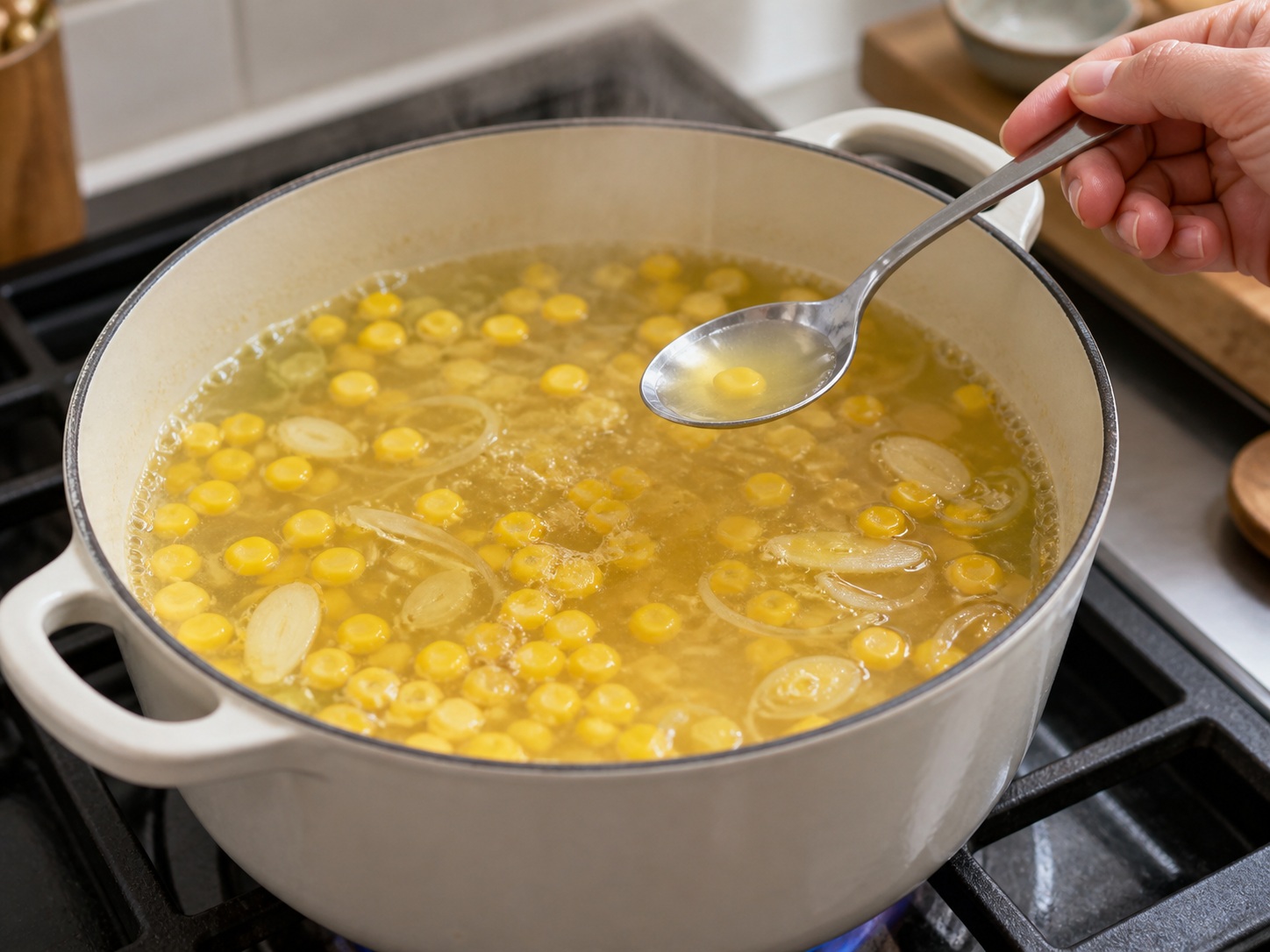 Indonesian Sayur Bening Spinach Corn Soup — Taste the corn broth