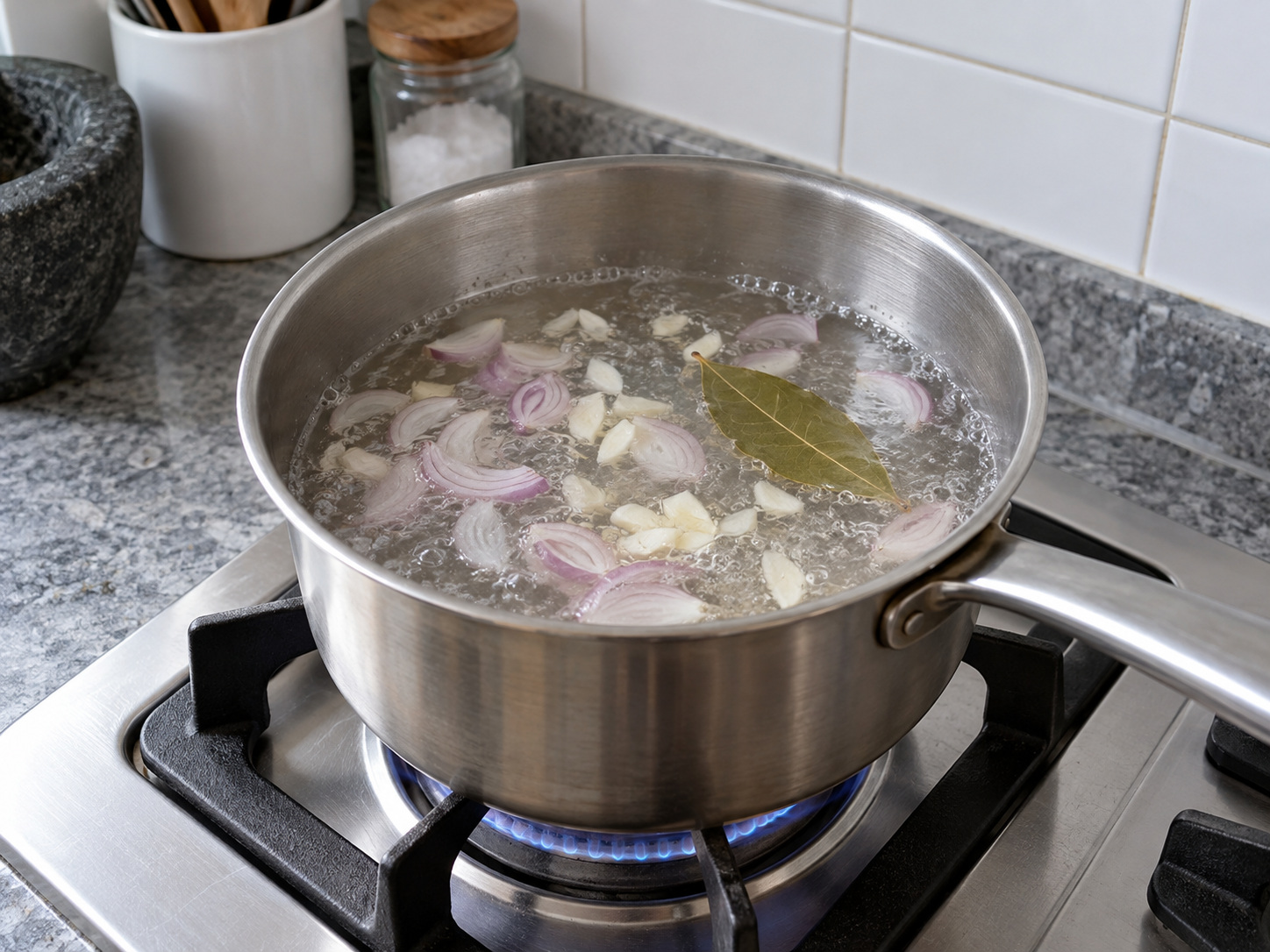 Indonesian Sayur Bobor Bayam — Bring to a boil, then simmer five minutes