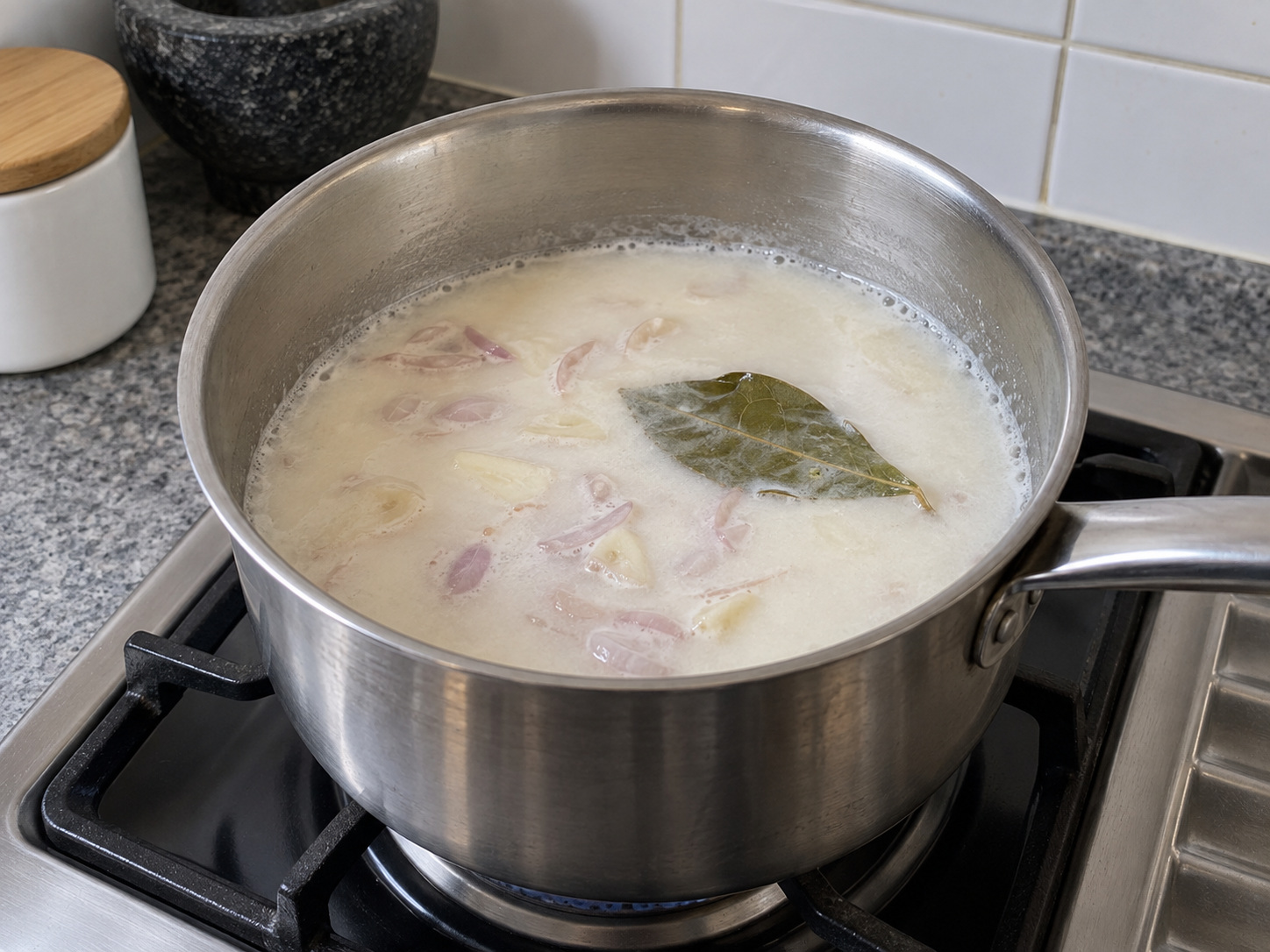 Indonesian Sayur Bobor Bayam — Keep a gentle simmer, not a hard boil