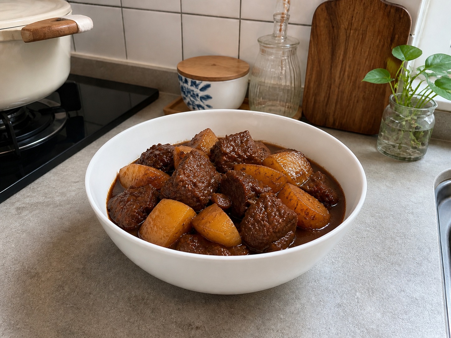 印尼甜豉油薯仔炆牛肉完成圖