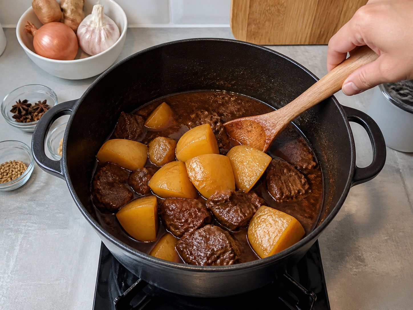 Semur Daging Sapi dan Kentang — Masukkan kentang