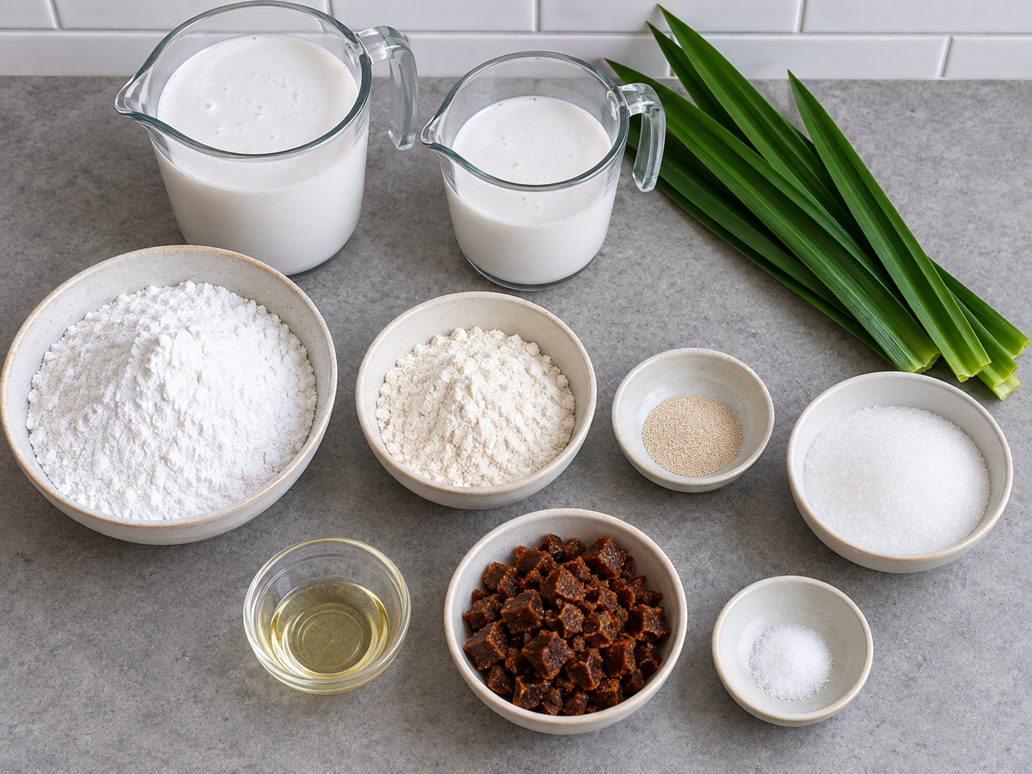 Indonesian Serabi Pandan Coconut Pancakes — mga sangkap