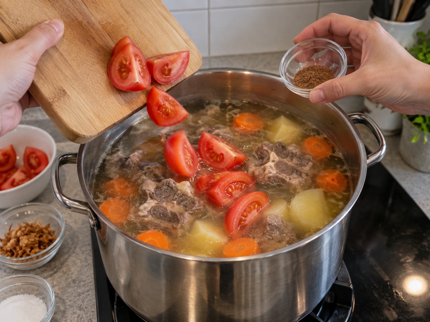印尼牛尾清湯 Sop Buntut — 加番茄和肉豆蔻
