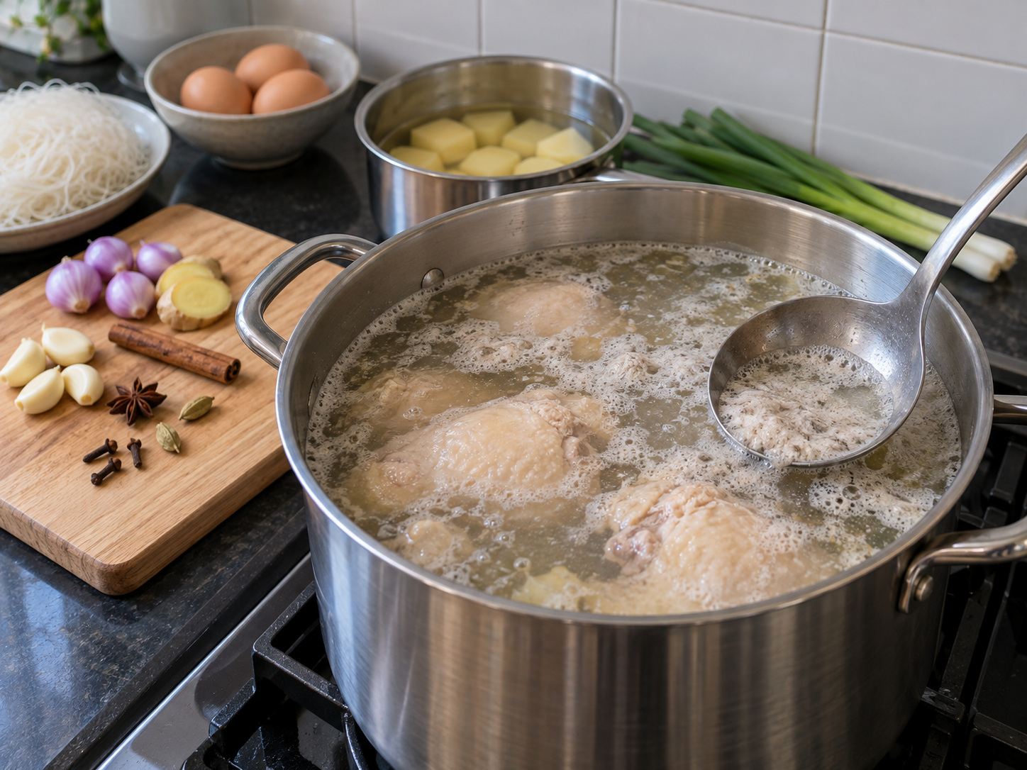 印尼班查爾雞湯 Soto Banjar — 撇去浮沫