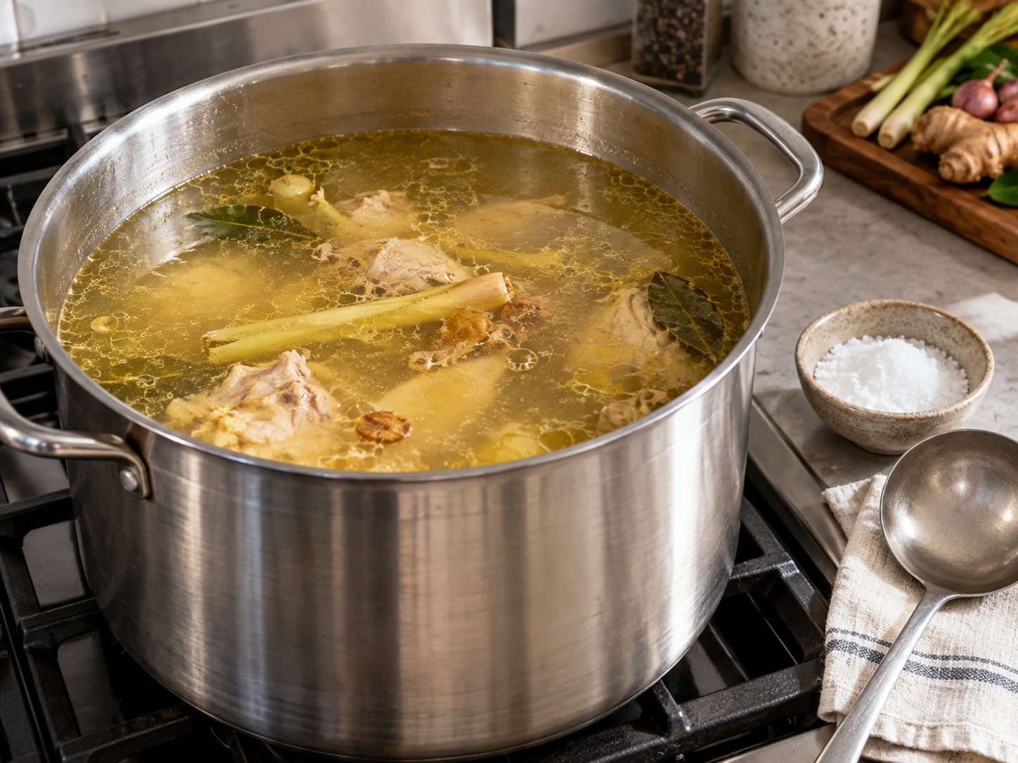 印尼班查爾雞湯 Soto Banjar — 清湯調味入碗