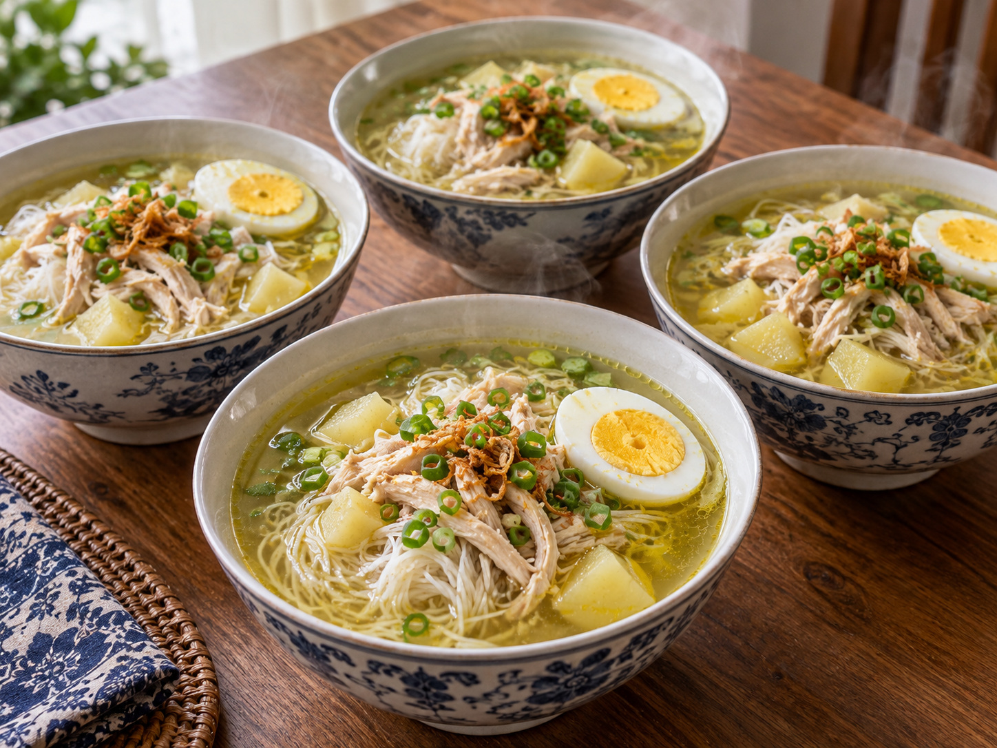 印尼班查爾雞湯 Soto Banjar — 加雞肉蛋薯粉上桌