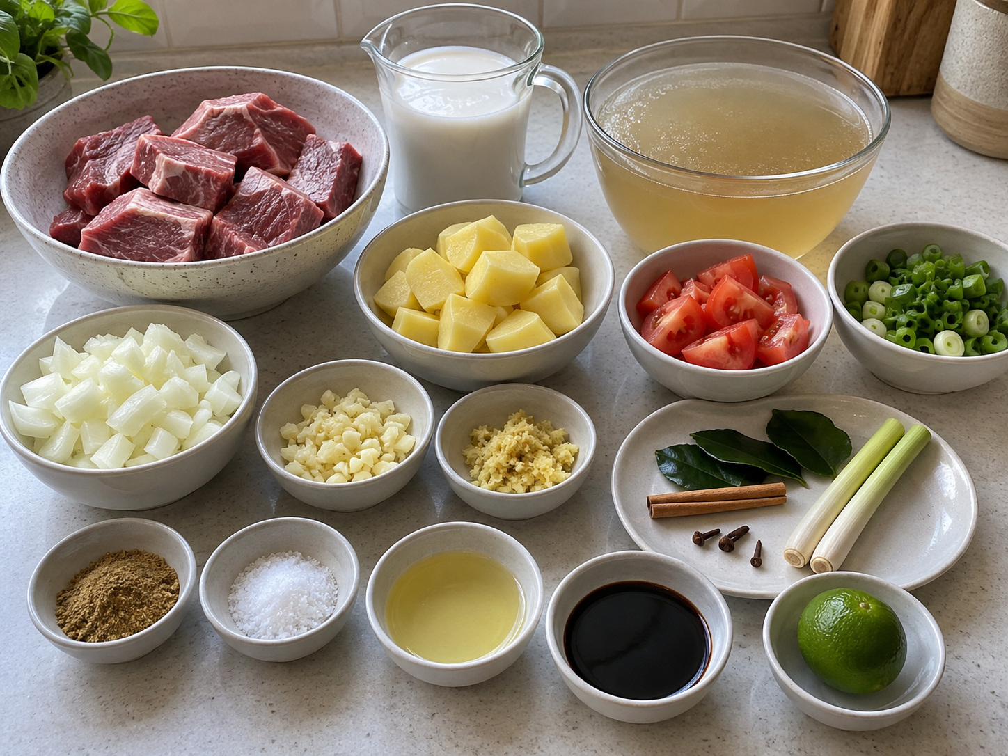 Indonesian Soto Betawi Beef Soup — mga sangkap
