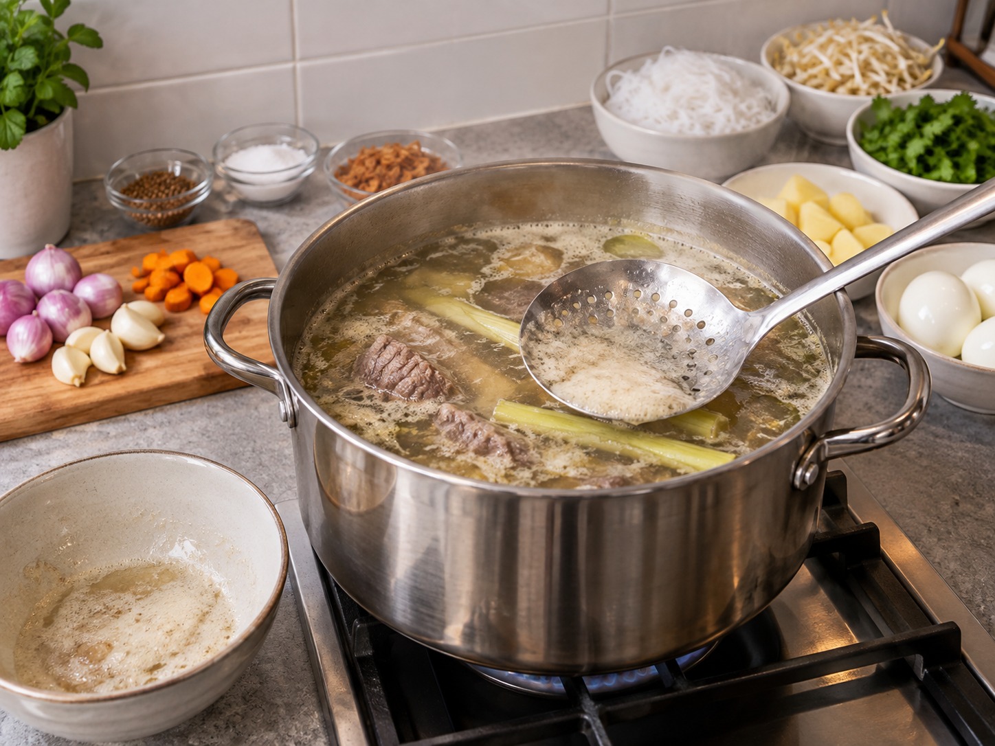 Soto Madura Indonesia — Buang buih lalu kecilkan api