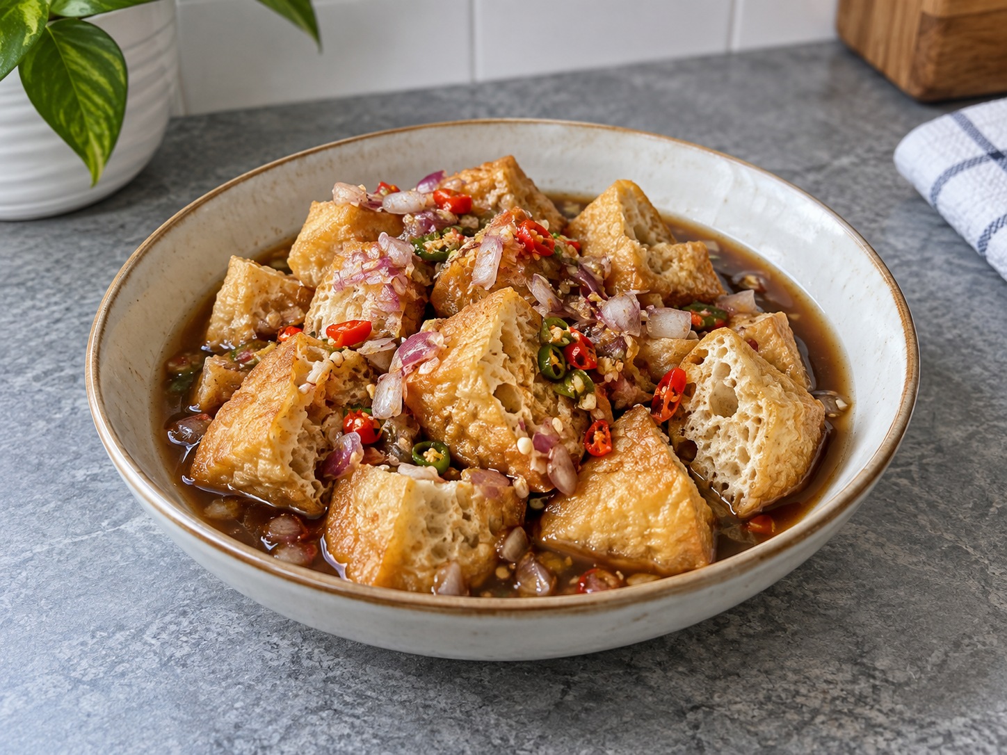 印尼井里汶酸辣豆腐 Tahu Gejrot — 完成圖