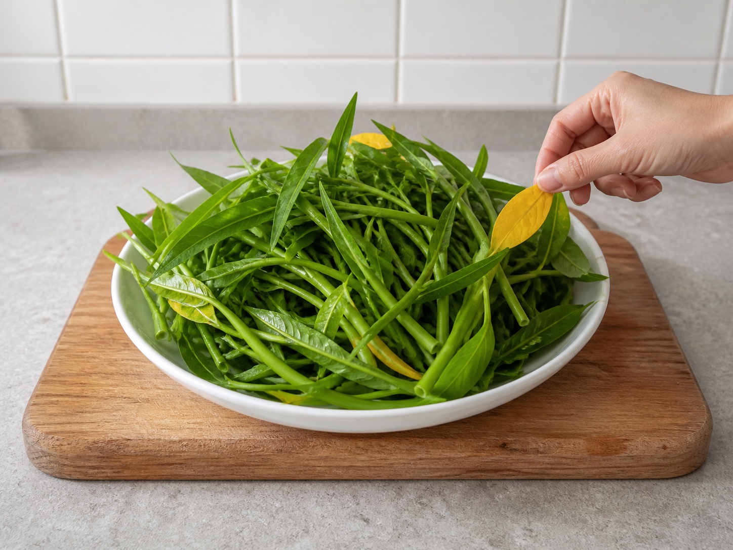 Indonesian Water Spinach with Shrimp Paste — step 1
