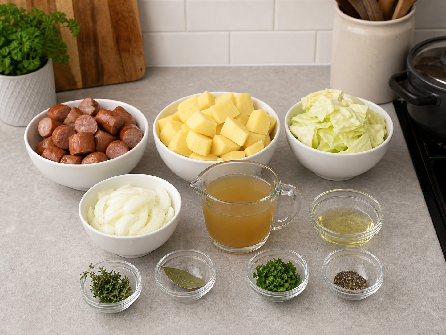 Dublin Coddle Sosis dan Kentang — ringkasan bahan