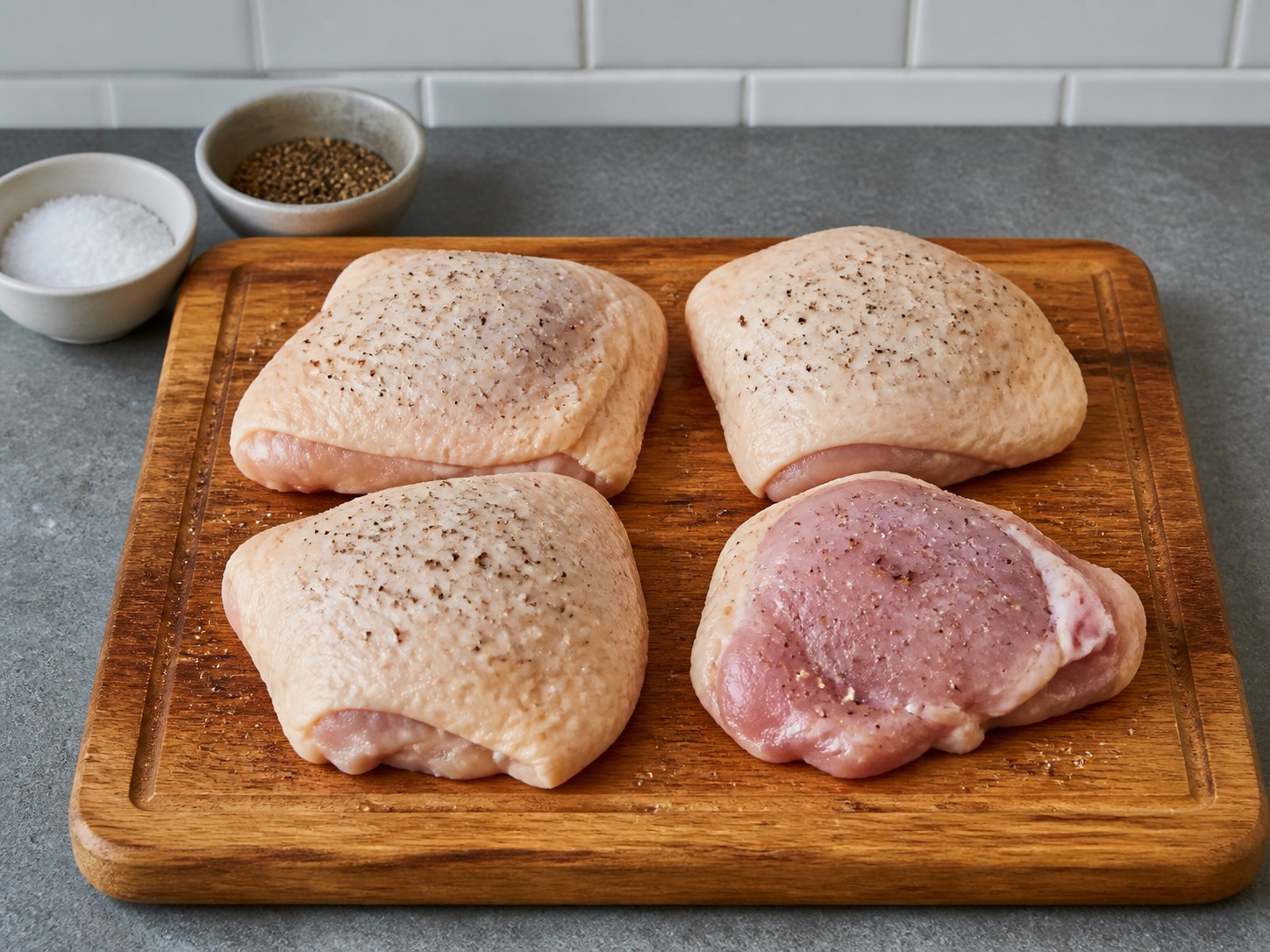 Italian Balsamic Chicken with Grapes and Rosemary — Season the chicken: Season both sides with salt and black pepper.