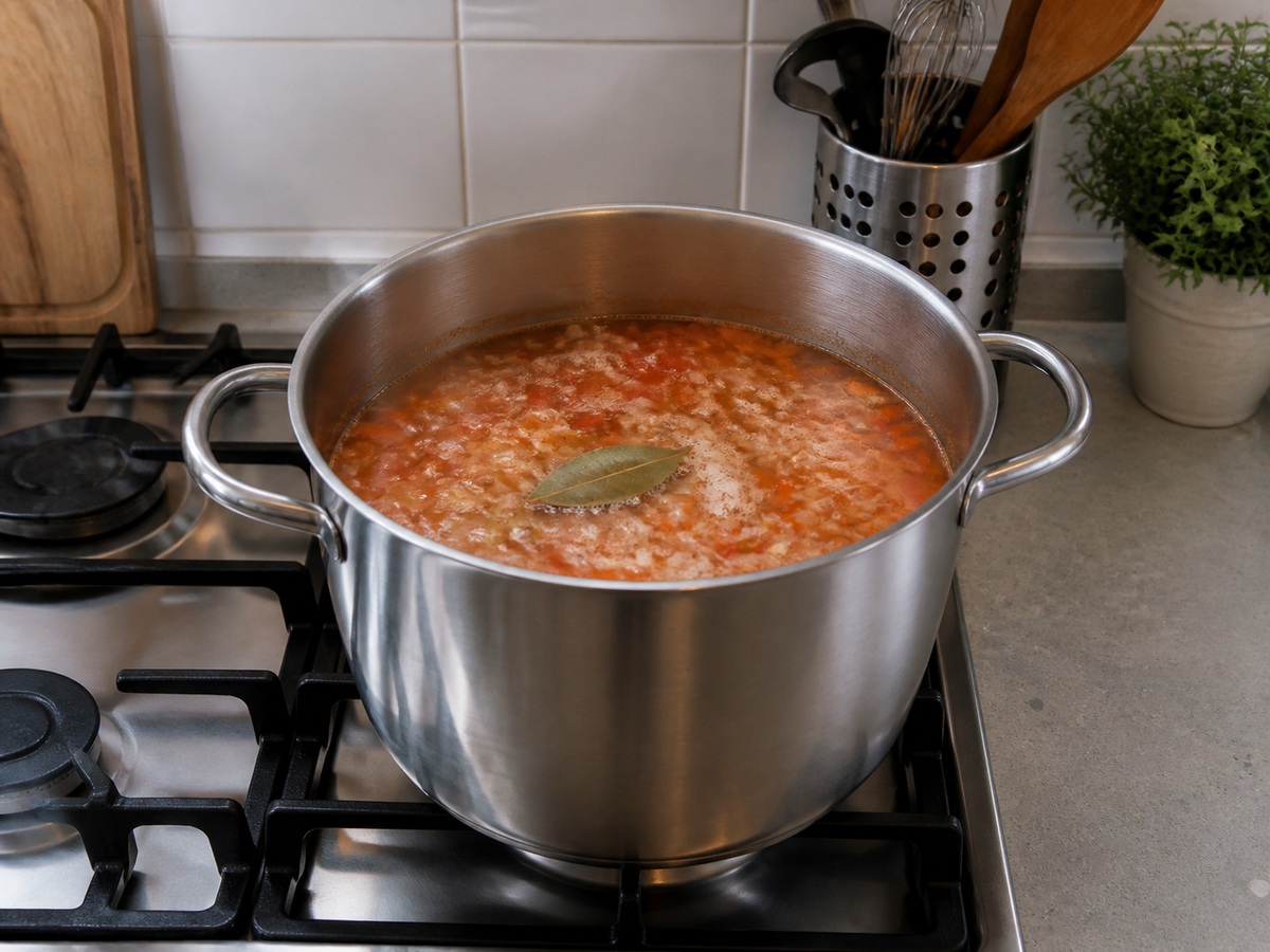 意式雜菜豆通粉湯 — 加水月桂葉