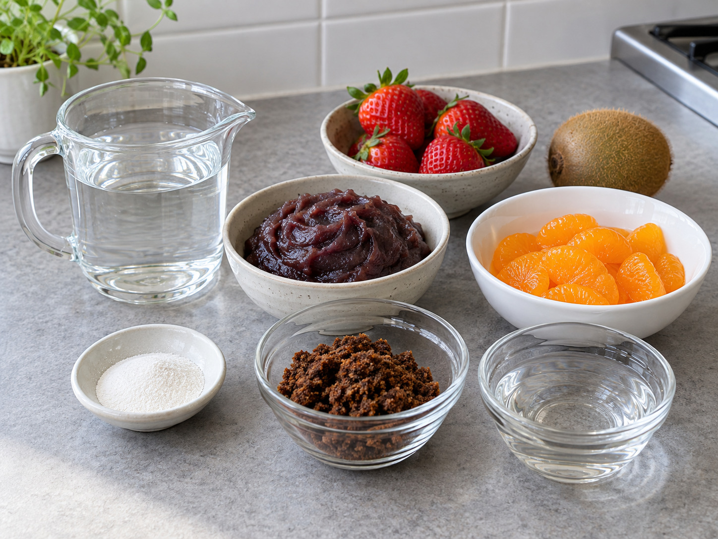 Japanese Anmitsu Kanten Jelly Dessert — ingredients