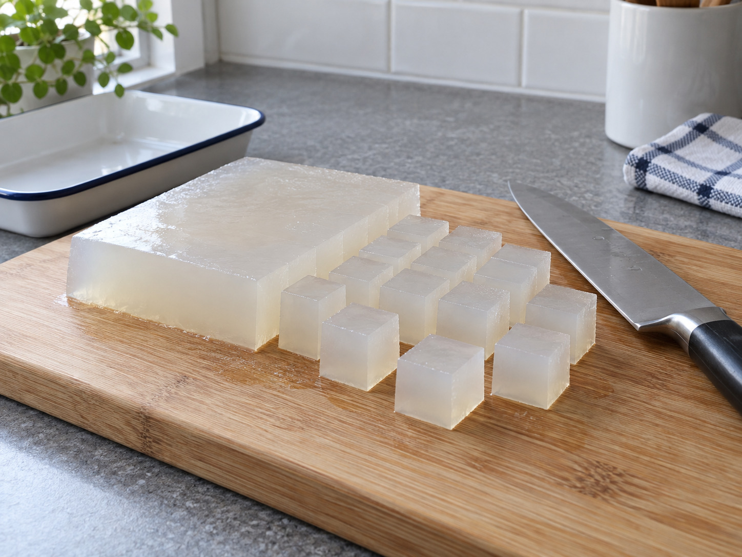 Japanese Anmitsu Kanten Jelly Dessert — Cube jelly