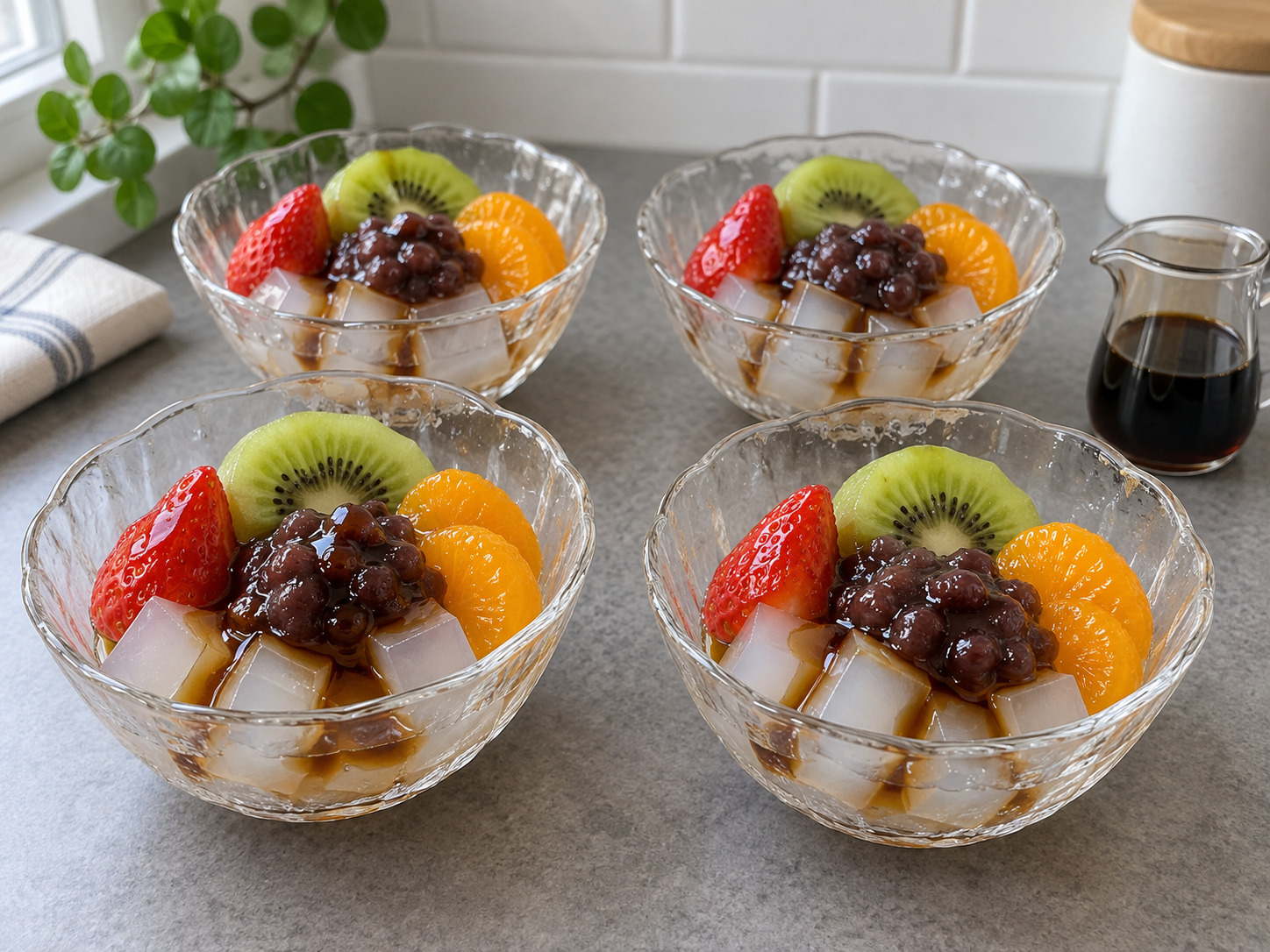 Japanese Anmitsu Kanten Jelly Dessert — Finish