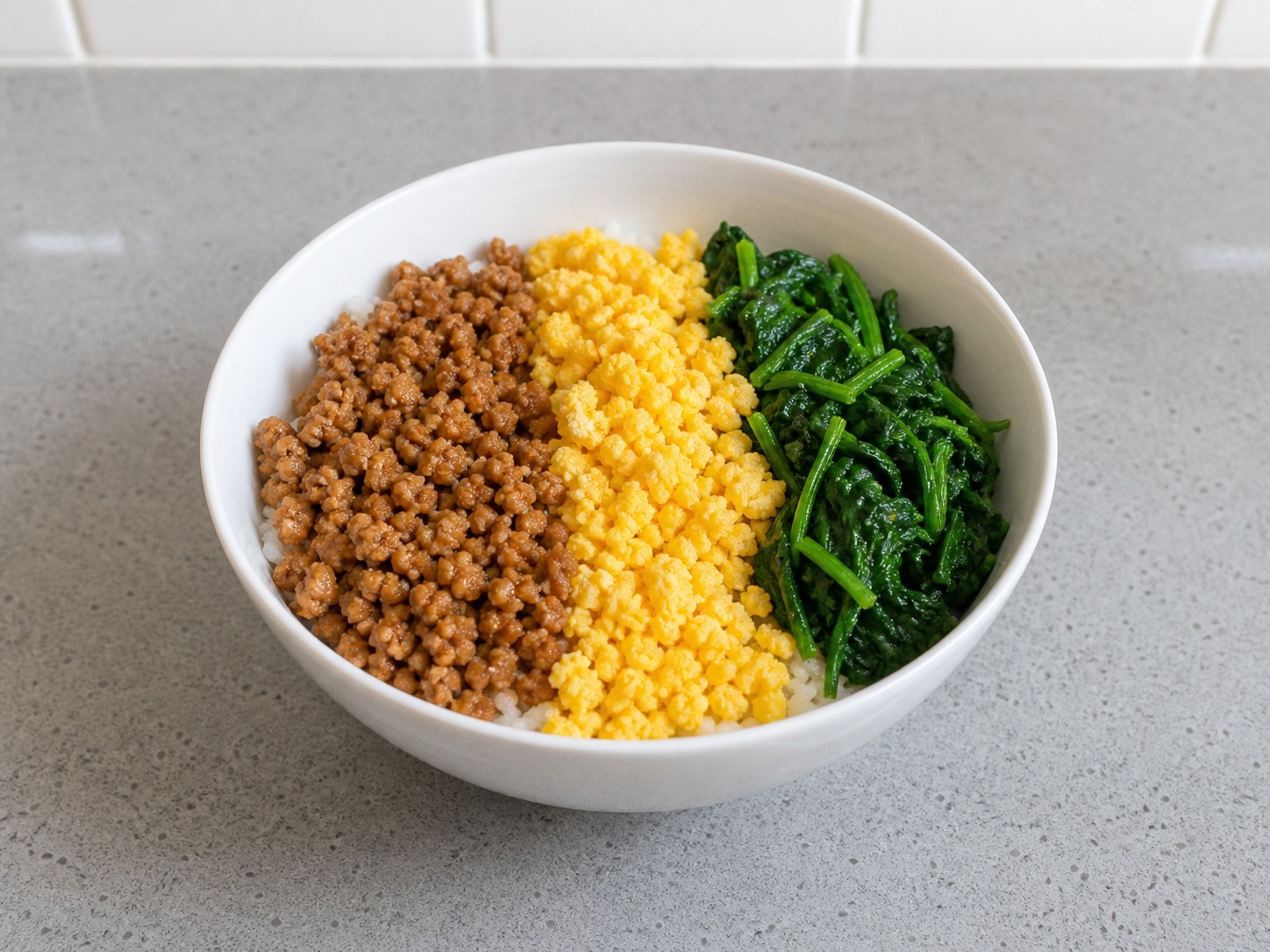 Japanese Chicken Soboro Rice Bowl — Arrange colours