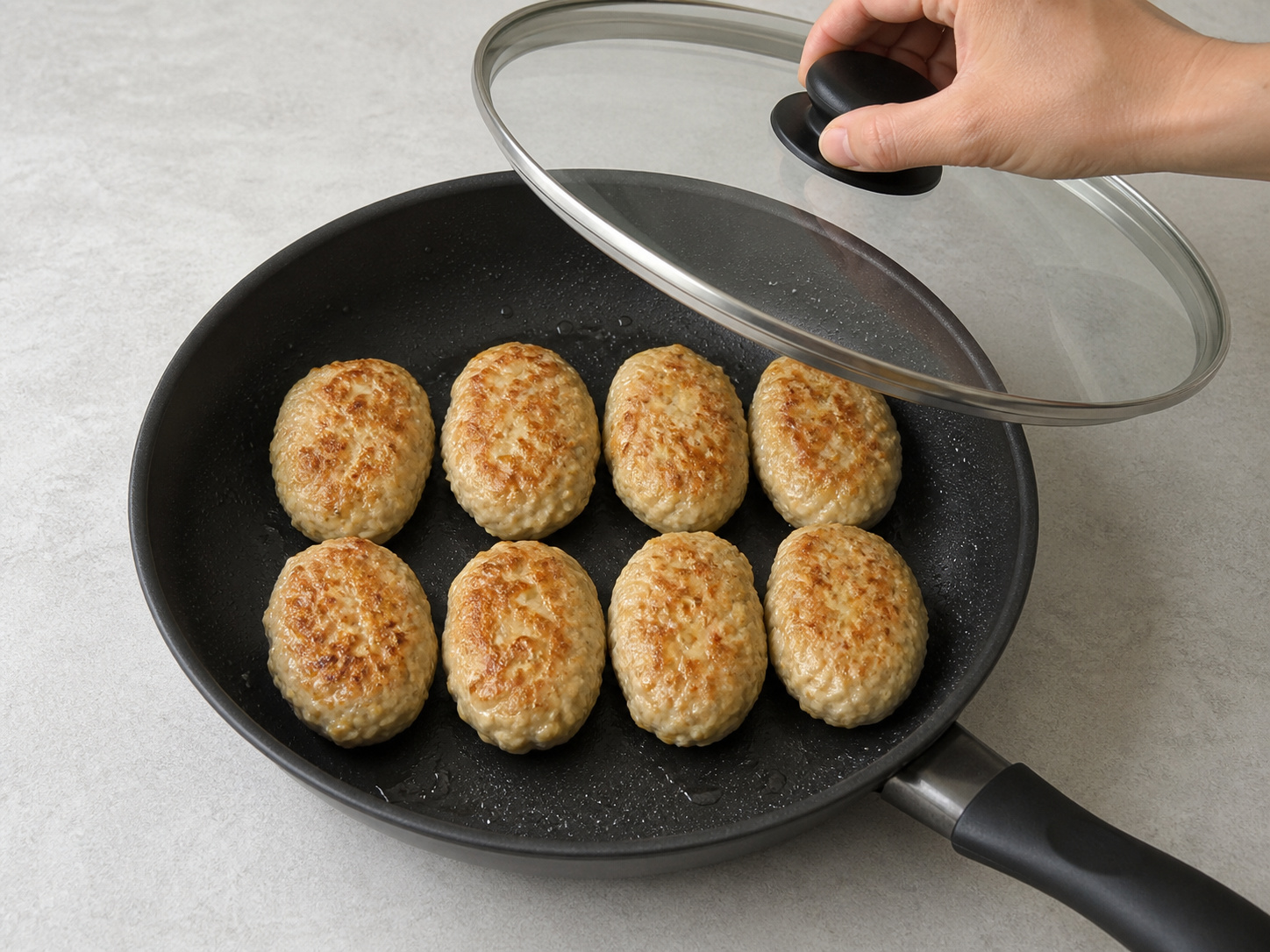 Rice Bowl Tsukune Ayam Jepang — Goreng sisi kedua