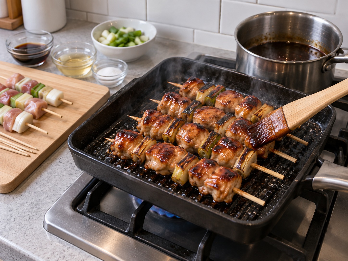 Yakitori Ayam Jepang — Balik dan oles hingga ayam matang mengilap