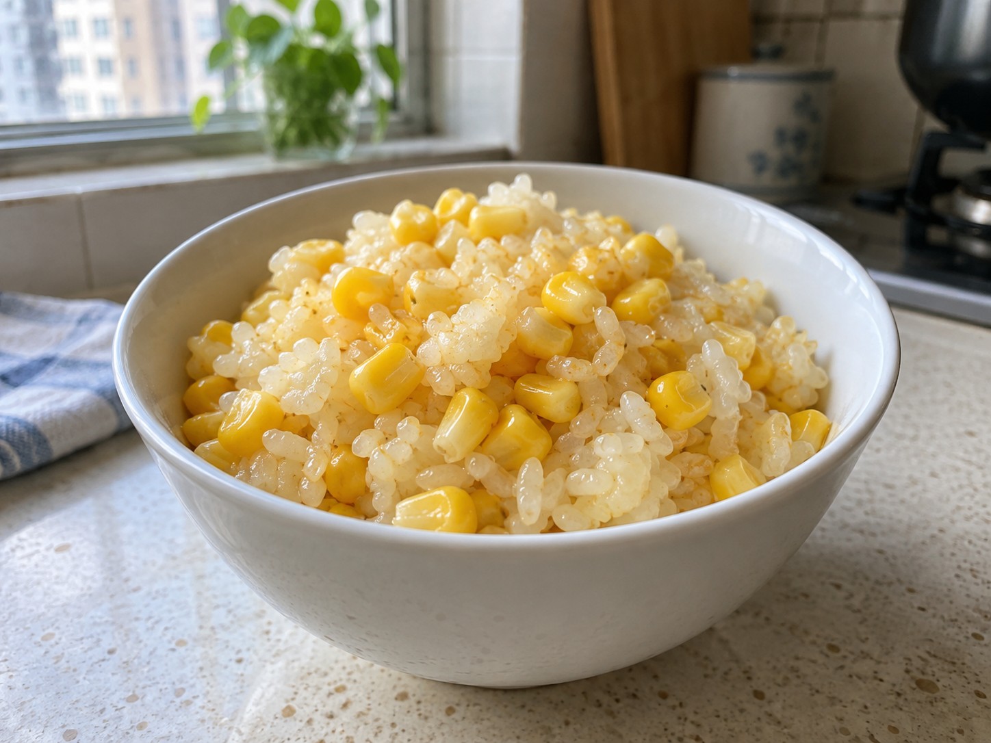 Nasi Jagung Mentega ala Jepang — hidangan selesai