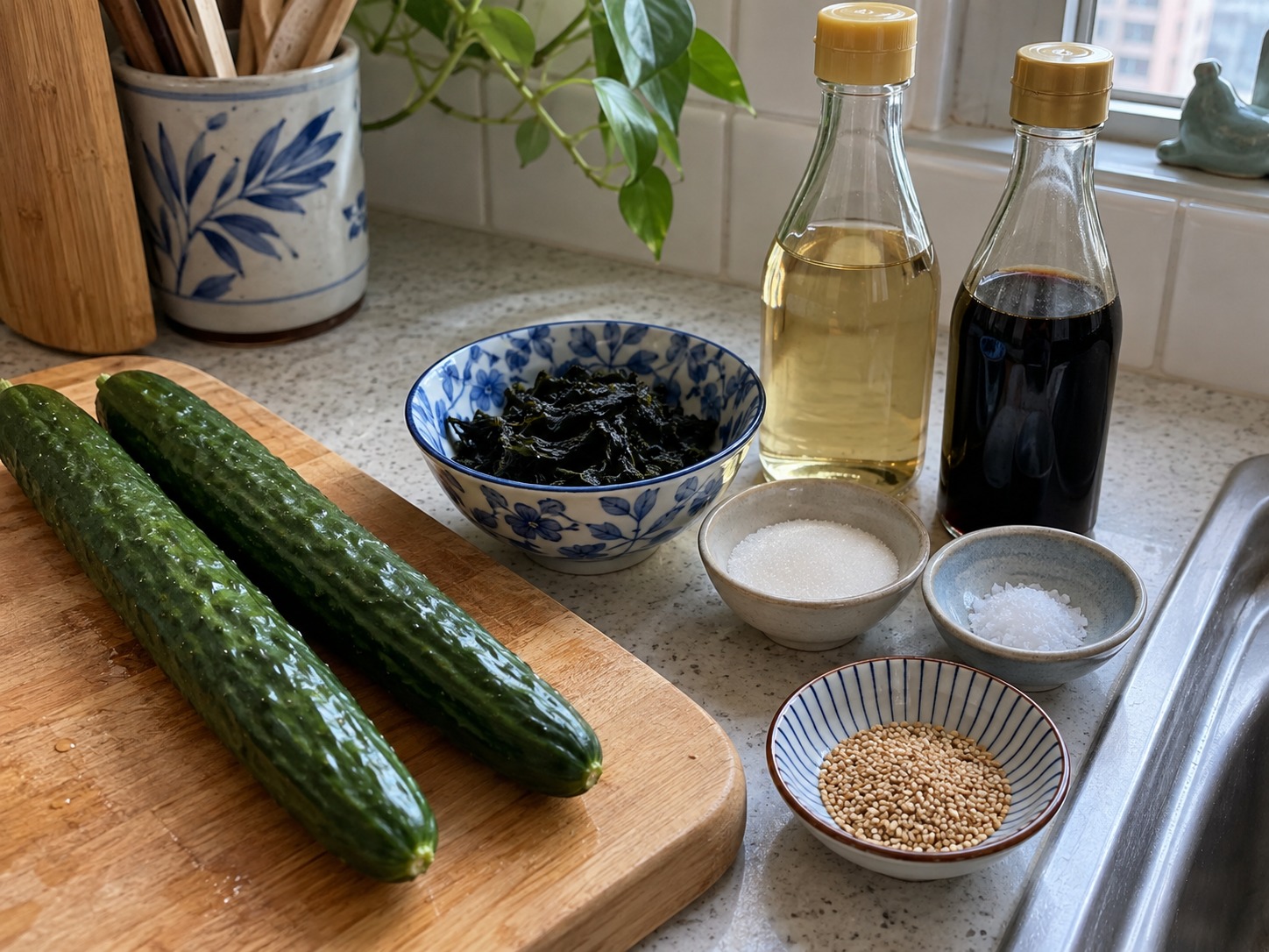 日式青瓜裙帶菜醋拌 — 材料