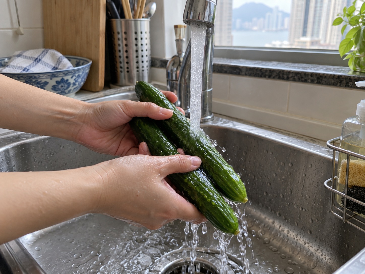 日式青瓜裙帶菜醋拌 — 洗青瓜